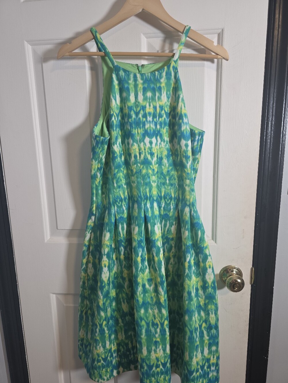 CALVIN KLEIN Multi-colored Spaghetti Strap Lined Zipper Dress Women’s - Size 8